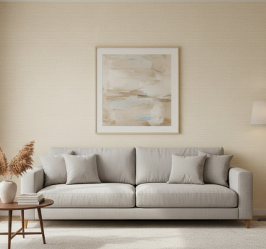 Wohnzimmer tapete dünnes jute-muster beige - TenStickers