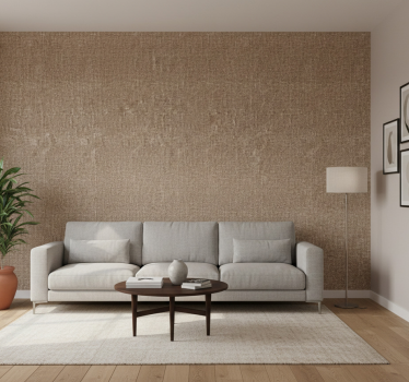 Wohnzimmer tapete in beiger naturfaser-optik - TenStickers