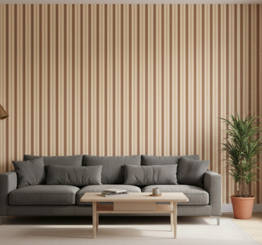 Wohnzimmer tapete mit braunem streifenmuster - TenStickers