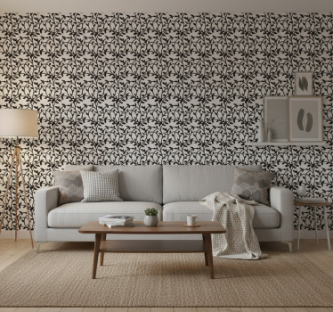 Wohnzimmer tapete mit schwarz-weißen Ästen - TenStickers