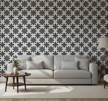 Wohnzimmer tapete schwarz weiß mosaik - TenStickers